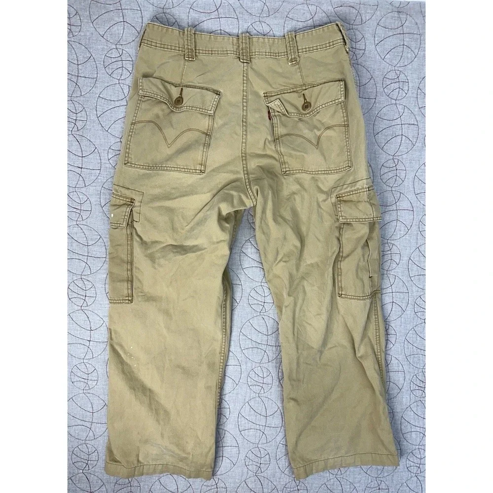 Y2K Levi's Cargo Pants Cotton Chino Baggy Skater Wear Paint Stains / Men's 34x32